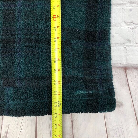 Eddie Bauer Women 1/4 Snap Button Fleece Sweater Size Medium Green Plaid B286 -9 - Picture 3 of 15